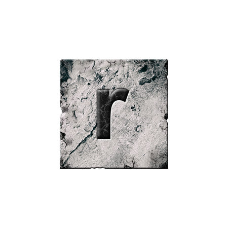 Letter r. Alphabet on stone blocks. Lowercase. Isolated on white background. Education. Design element.の写真素材