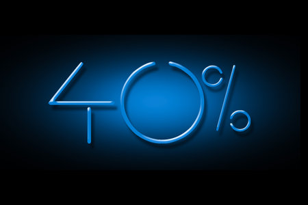 40 percent. Neon sign isolated on a black background. Trade. Business. Discounts. Seasonal discounts. Design element Backgroundの写真素材