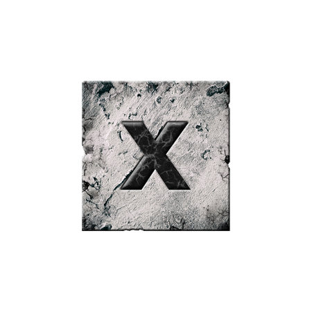 Letter x. Alphabet on stone blocks. Lowercase. Isolated on white background. Education. Designの写真素材