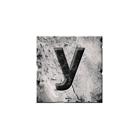 Letter y. Alphabet on stone blocks. Lowercase. Isolated on white background. Education. Designの写真素材