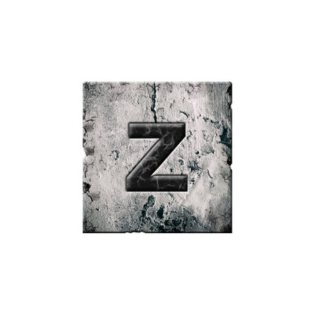 Letter z. Alphabet on stone blocks. Lowercase. Isolated on white background. Education. Designの写真素材