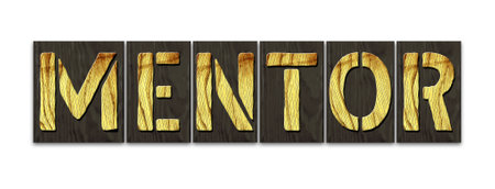 Mentor. Word from wooden letters isolated on white background. Business.の写真素材