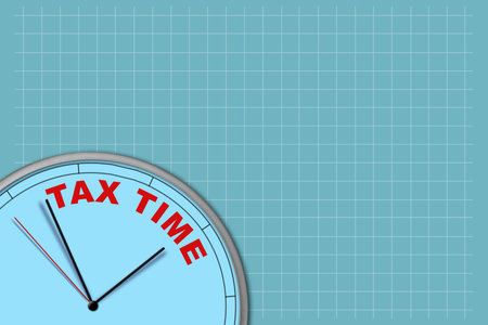 Tax Time concept.Words on the wall clock. Business.の写真素材