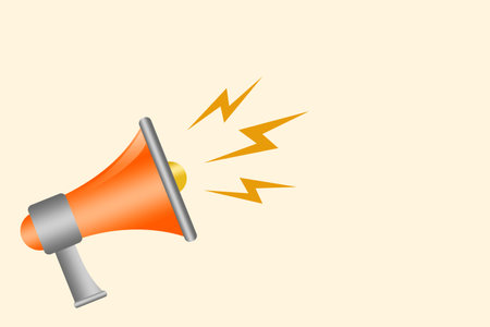 Megaphone on a pastel background. Promotion and advertising. Copy space. Attracting attention. Business. Lifestyle. Background.の写真素材