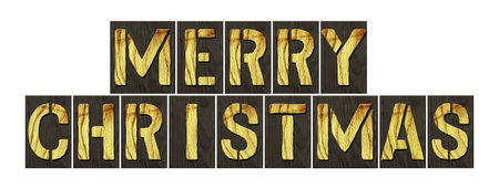 Merry Christmas. Word from wooden letters isolated on white background. Holidays. Background.の写真素材
