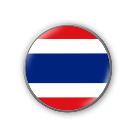 Thailand flag. Round badge in the colors of the Thailand flag. Isolated on white background. Design element. 3D illustration. Signs and symbols.の写真素材