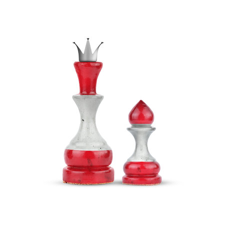 Chess Queen and pawn in the colors of the Austria Flag. Isolated on white background. Sport. Politics. Designの写真素材
