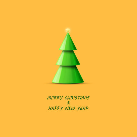 Christmas tree on an orange background. Congratulation illustration. Festive background. Background.の写真素材