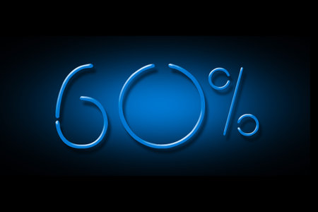60 percent. Neon sign isolated on a black background. Trade. Business. Discounts. Seasonal discounts. Design element Backgroundの写真素材