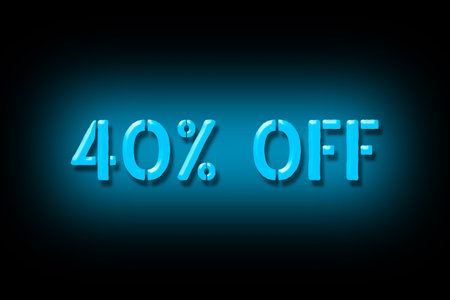 40 percent off. Neon sign isolated on a black background. Trade. Business. Discounts. Seasonal discounts. Design element Backgroundの写真素材