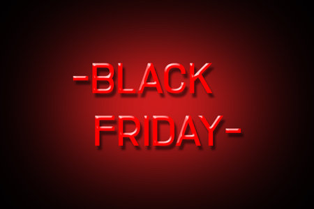 Black Friday. Red neon words isolated on black background. Business. Background.の写真素材