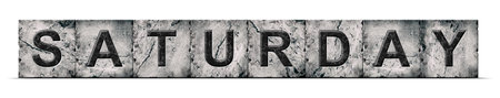 Saturday, word on an alphabet on stone blocks, isolated on white background. Weekday concept. Background.の写真素材