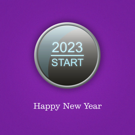 Button Start 2023, on a purple background. Business. Holidays Backgroundの写真素材