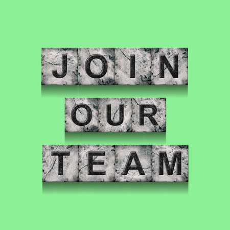 Join Our Team. Concept with words on stone blocks on a bright green background. Business.の写真素材