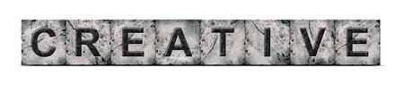 Creative, word on an alphabet on stone blocks, isolated on a white background. Background.の写真素材