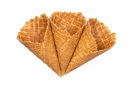 Lot Ice cream cones isolated on white background. Food. Dessert.の写真素材