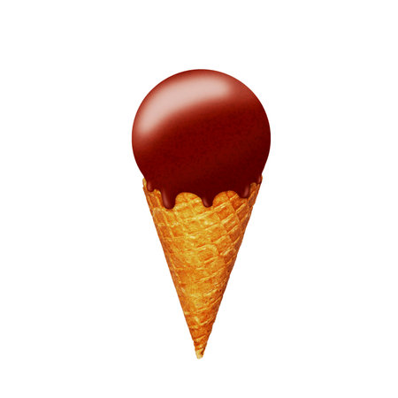 Chocolate ice cream in a waffle cone, isolated on a white background. Food. Dessert. Background.の写真素材