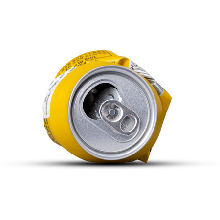 Crumpled aluminum can. Isolated on white background. Shadow. Recycling. Reuse Beverages Ecologyの写真素材