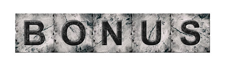 Bonus. Words on stone block alphabet. Isolated on white background. Gambling. Designの写真素材