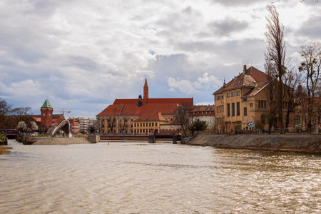Beautiful, old architecture of the old town of Wroclaw, on the banks of the Odra river. Wroclaw. Poland.の写真素材