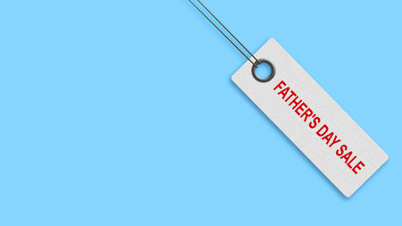 Father's Day sale background. Label on a blue background. Copy space. Business. Trade. Holidays. Backgrounds.の写真素材