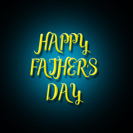 Happy Father's Day background. Neon inscription on a dark blue background. Holidays. Backgroundsの写真素材