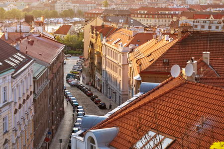View of the old Prague street from Vyshehrad  Czech Republic のeditorial素材