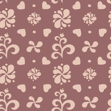 Abstract floral seamless pattern on brown background. Vector illustration. Hihg res jpg included.のイラスト素材
