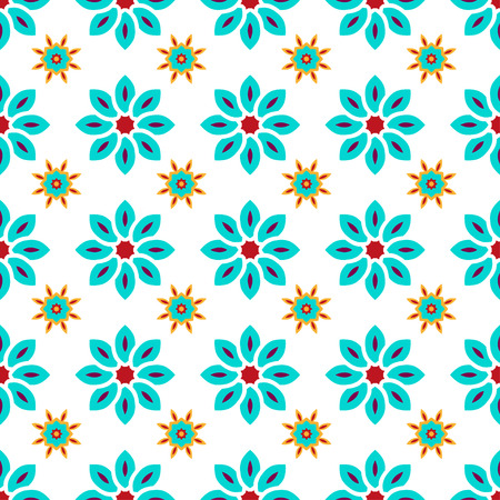 Ornate seamless floral pattern with blue flowers on white background, decorative vector wallpaper. It can be used for decorating of textiles, bags, covers of books and clothes.のイラスト素材