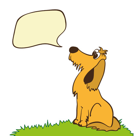 Cute dog with speech bubble. Cartoon illustration of animal character.のイラスト素材
