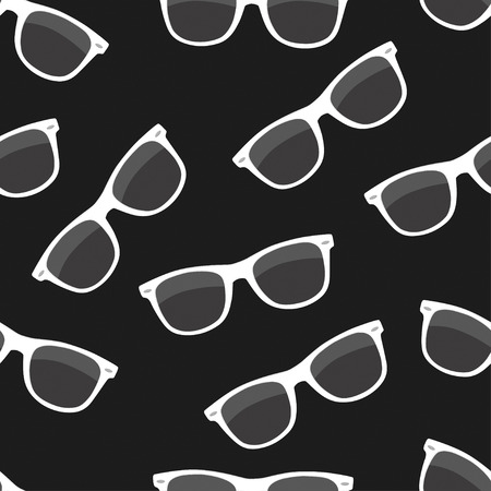Black and white sunglasses seamless pattern. Can be used for wallpaper, web page background,Â decorating of textiles.のイラスト素材