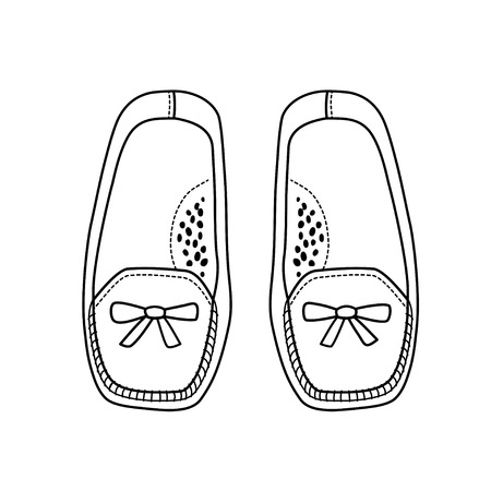 Hand drawn pair of kids shoes. It can be used for decorating of invitations, greeting cards, decoration for bags, t-shirt, cover.のイラスト素材