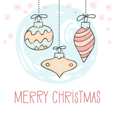 Christmas greeting card with cute hand drawn lettering. Perfect holiday design elements for decorationsのイラスト素材