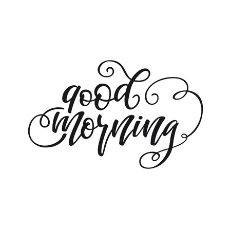 Hand drawn lettering "Good morning". Lettering vector illustration.のイラスト素材