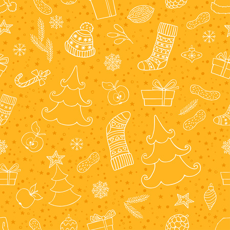 Holiday seamless background with christmas symbol. Can be used for wrapping paper, web background, wallpaperのイラスト素材