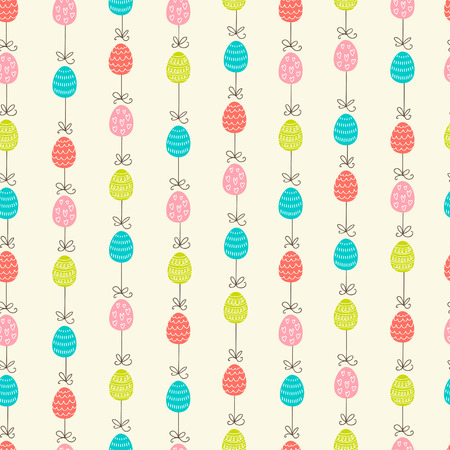 Hand drawn colorful Easter eggs. Vector seamless pattern. Perfect design elements for decorations greeting card, holidays pattern, wrapping paperのイラスト素材