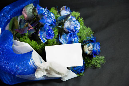 bouquet with roses and greenery, white notecardの写真素材