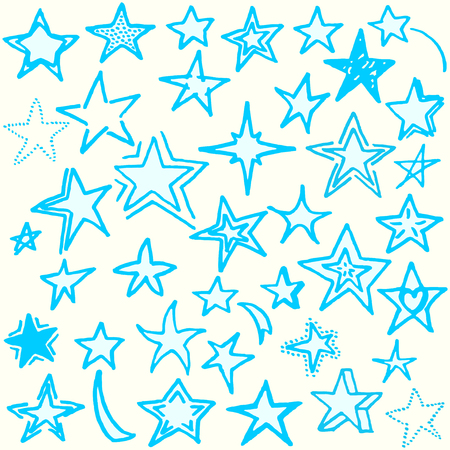 illustration set of different freehand drawn cartoon starsのイラスト素材
