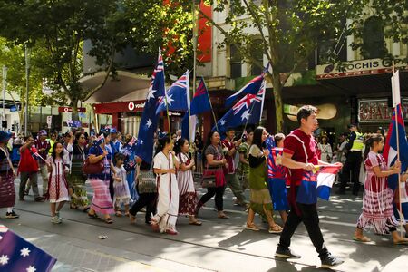 MELBOURNE, AUSTRALIA - JANUARY 26, 2019: different groups participate at the 2019 Australia Day...