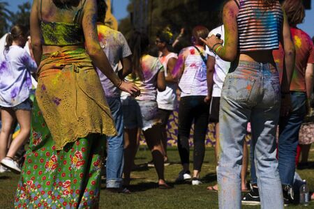 St. Kilda, Melbourne, Australia, 23 February 2019 Holi Festival of Colours Hippie outfits
