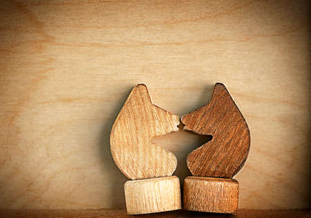 chess, chess pieces of horses facing each other, a symbol of loveの写真素材