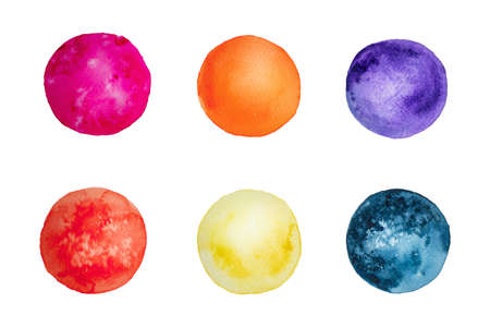 Collection of multicolored watercolor stains. Color palette illustrationの写真素材