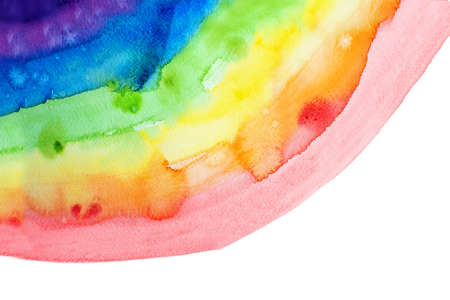 Rainbow abstraction multicolored watercolor isolated on white backgroundの写真素材