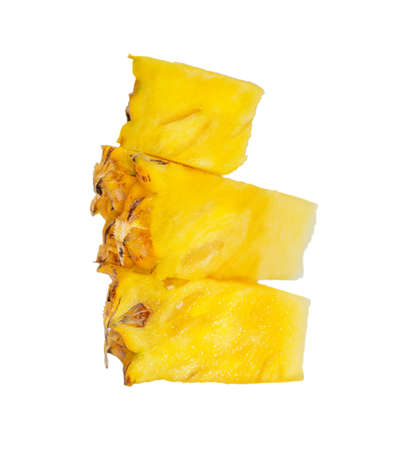 Three pieces of pineapple in a column isolated on a white background