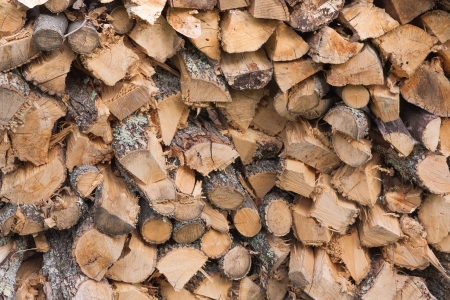 The photo shows the stack of firewood.の写真素材