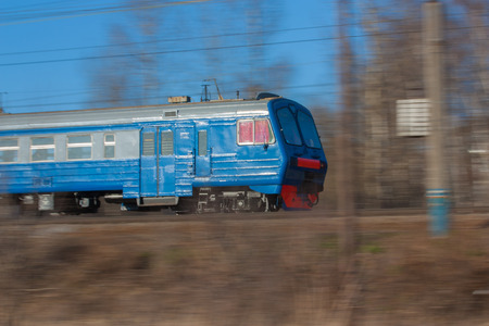 The photo show the suburban electric train in moscow region.の写真素材