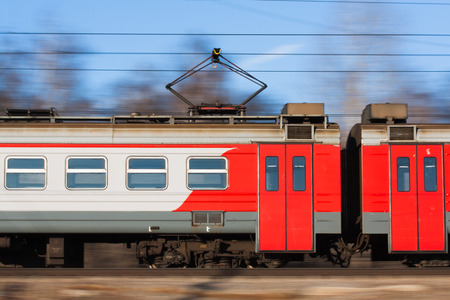 The photo show the suburban electric train in moscow region.の写真素材