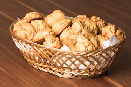 In the picture you can see a home made cookie.の写真素材