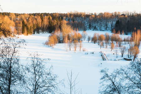 In the photo you can see Russian winter landscapes in the middle zone.の写真素材