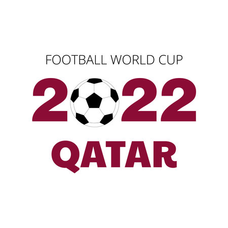 Football world cup 2022 Qatar banner. Football world championship 2022 in Qatar template with ball on white background. Vector illustration in flat style.のイラスト素材
